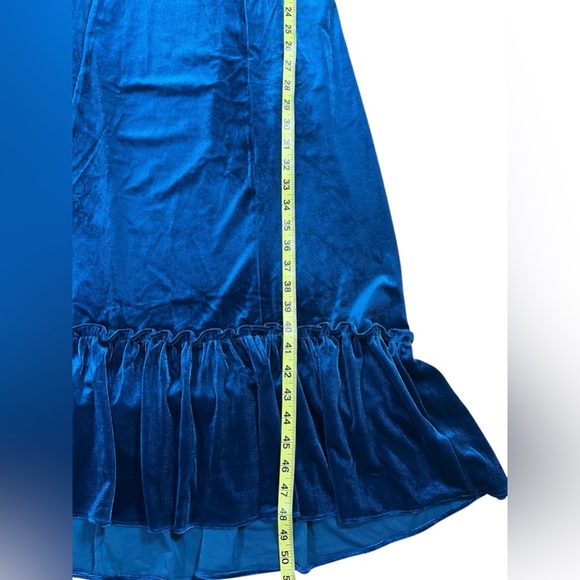 Umgee Sleeveless Velvet V-Neck Dress Small Size Blue Stretch - Picture 7 of 9